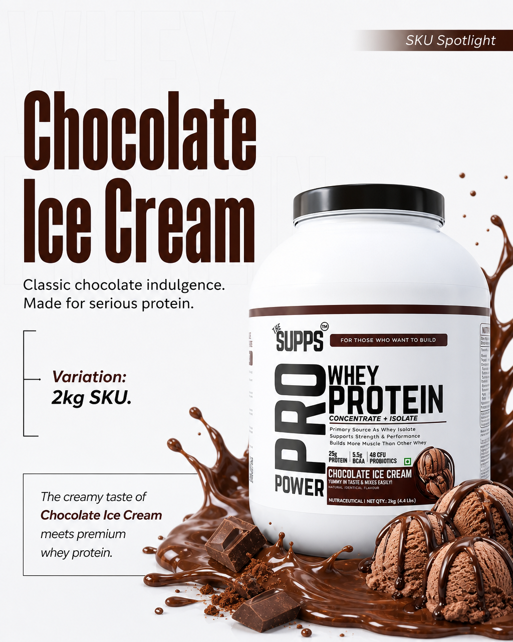 The Supps Pro Whey Protein | Chocolate Ice Cream | 2Kgs