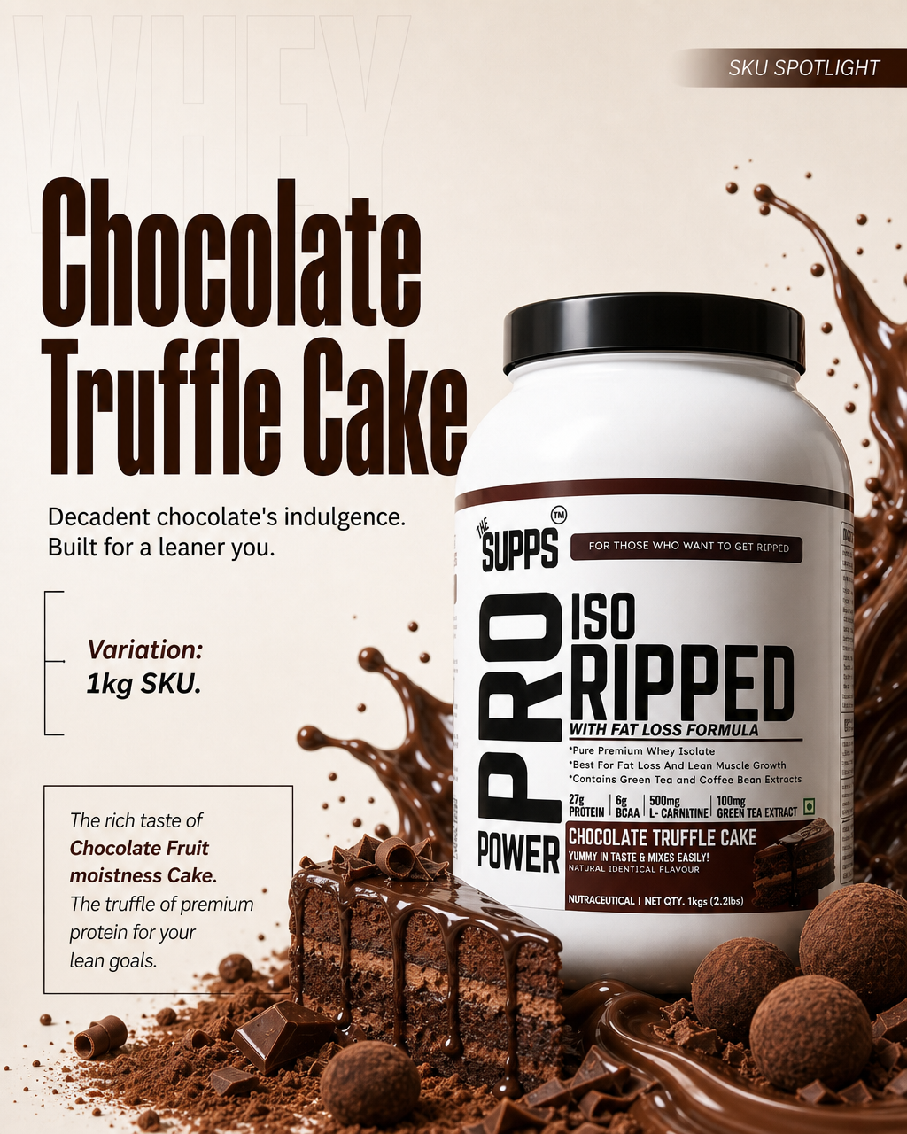 The Supps Pro Iso Ripped | Chocolate Truffle Cake | 1Kg
