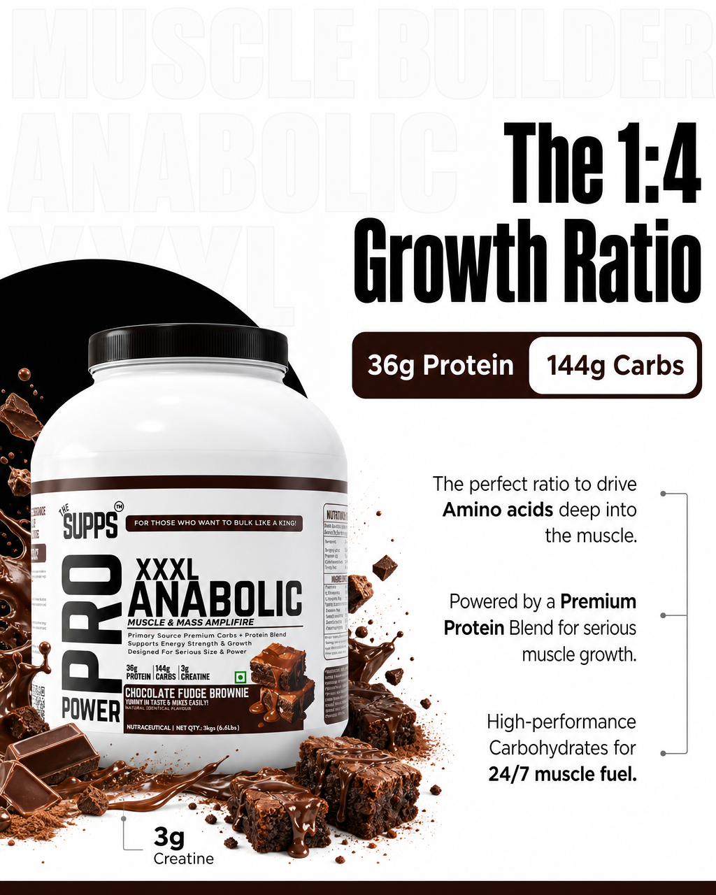 The Supps Pro XXXL Anabolic Muscle And Mass Amplifire | 3kgs