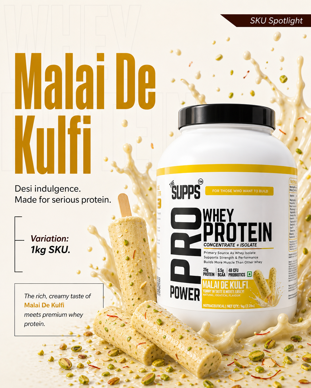 The Supps Pro Whey Protein | Malai De Kufli | 1Kg